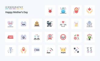 25 Happy Mothers Day Flat Color Icon Pack vektor