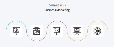 Business Marketing Line 5 Icon Pack inklusive Grafik. Geschäft. Management. Präsentation. Finanzen vektor