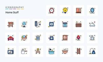 25 Home Stuff Line gefüllt Stil Icon Pack vektor