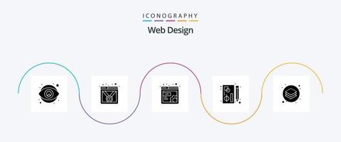 webb design glyf 5 ikon packa Inklusive design. verktyg. design. penna. redigera vektor
