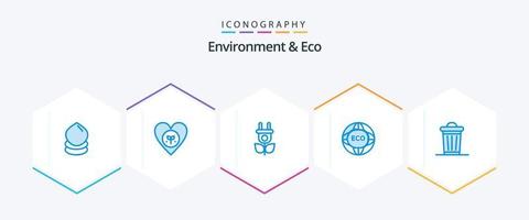 Umwelt und Eco 25 Blue Icon Pack inklusive Umwelt. Welt. wie. Internet. Umfeld vektor