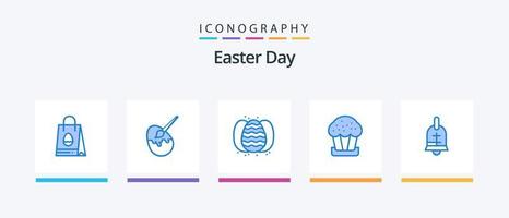 Ostern blau 5 Icon Pack inklusive Ring. Ostern. Ei. Essen. Kuchen. kreatives Symboldesign vektor