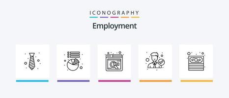 Beschäftigungslinie 5 Icon Pack inklusive Job. suchen. Notiz. Mitarbeiter. Standort. kreatives Symboldesign vektor