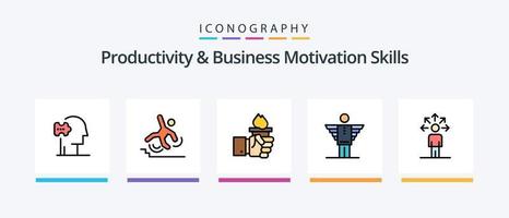 produktivitet och företag motivering Kompetens linje fylld 5 ikon packa Inklusive förbättring. talang. ledarskap. förvaltning. mänsklig. kreativ ikoner design vektor