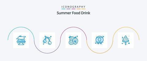 Summer Food Drink Blue 5 Icon Pack inklusive. Essen. Essen. Pizza. Essen vektor