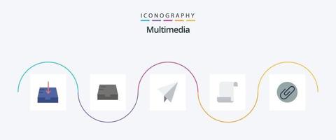 multimedia platt 5 ikon packa Inklusive . dokumentera. anknytning vektor