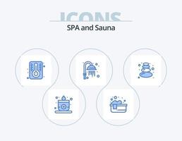 Sauna blau Icon Pack 5 Icon Design. . Stein. Temperatur. Lotus. Dusche vektor