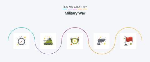 militär krig platt 5 ikon packa Inklusive krig. armén. armén. vapen. pistol vektor