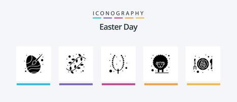 Ostern Glyphe 5 Icon Pack inklusive Ei. Schaf. Natur. Lamm. Schmuck. kreatives Symboldesign vektor