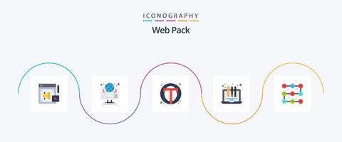 Web Pack Flat 5 Icon Pack inklusive Bleistift. Zeichnung. Schnittstelle. Gerät. Netz vektor