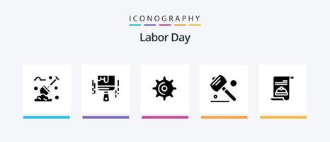 Labor Day Glyphe 5 Icon Pack inklusive Hand. Farbe . Zähne. Gang. kreatives Symboldesign vektor