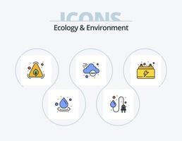ekologi och miljö linje fylld ikon packa 5 ikon design. sinne. naturlig. jorden. löv. miljö vektor