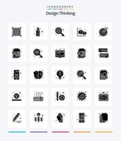 Creative Design Thinking 25 Glyph Solid Black Icon Pack wie Vektoren. Illustration. Zoomen. Design. Modellieren vektor
