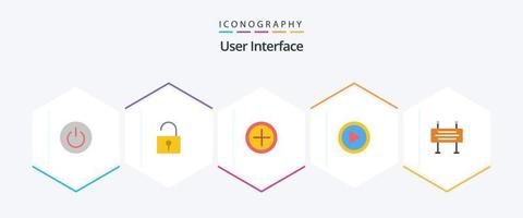 Benutzeroberfläche 25 Flat Icon Pack inklusive Verkehrsbarriere. Baubanner. Schnittstelle. Benutzer. Schnittstelle vektor