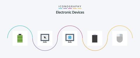 Geräte Flat 5 Icon Pack inklusive . elektronisch. Nachricht. Geräte. Leistung vektor