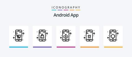 android app linje 5 ikon packa Inklusive . media. detalj. kommunikation. enhet. kreativ ikoner design vektor