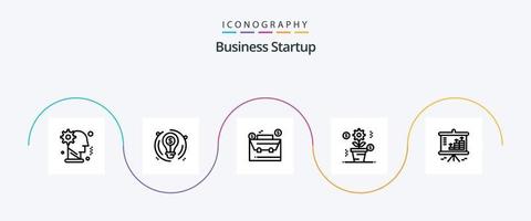 företag börja linje 5 ikon packa Inklusive företag . dollar. företag . fall . väska vektor