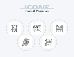 Islam und Ramadan Linie Icon Pack 5 Icon Design. blind. Islam. Termine. Feuer. Wolke vektor