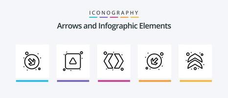 Pfeillinie 5 Icon Pack inklusive links. Pfeil. Pfeile. voll. Pfeil. kreatives Symboldesign vektor