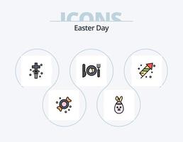 Osterlinie gefüllt Icon Pack 5 Icon Design. Ostern. Frucht. Nachtisch. Kirsche. Süssigkeit vektor