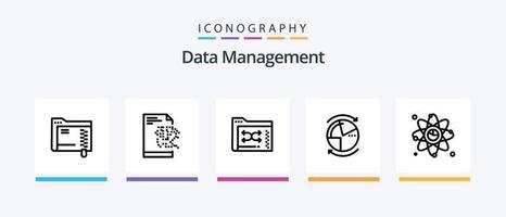 Datenmanagement Line 5 Icon Pack inklusive Server. Ordner. Computer. Dateien. Sicherung. kreatives Symboldesign vektor