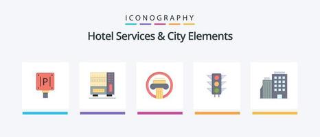 hotell tjänster och stad element platt 5 ikon packa Inklusive hotell. ljus. kolumn. tecken. grekisk. kreativ ikoner design vektor