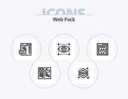 Web-Pack-Line-Icon-Pack 5-Icon-Design. virtuell. 3D-Umgebungsformen. Kodierung. Pack. suchen vektor