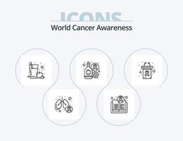 World Cancer Awareness Line Icon Pack 5 Icon Design. Rauchen. Zigarette. Skala. Symptom. Lunge vektor