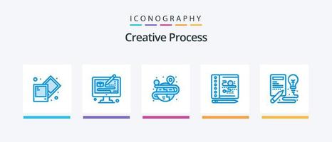 Creative Process Blue 5 Icon Pack inklusive Prozess. Idee. Verfahren. Buch. Verfahren. kreatives Symboldesign vektor