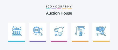 auktion blå 5 ikon packa Inklusive domstol. diplom. kriminell. grad. låsa. kreativ ikoner design vektor
