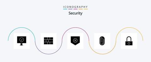 Security Glyph 5 Icon Pack inklusive . Sicherheit. Schild. Passwort. berühren vektor