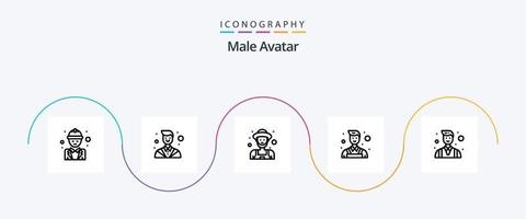 manlig avatar linje 5 ikon packa Inklusive affärsman. vägg. advokat. målare. gammal man vektor