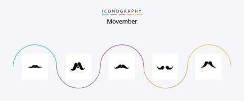 Movember Glyph 5 Icon Pack inklusive . vektor