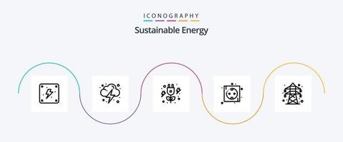 nachhaltige Energielinie 5 Icon Pack inklusive Übertragung. elektrisch. Grün. Leistung. Energie vektor