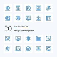 20 Designentwicklung blau Icon Pack wie Design Webdesign Design Thema Tab vektor