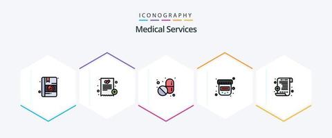 Medizinische Dienstleistungen 25 gefüllte Symbolpakete einschließlich . . Pillen. Verschreibung. medizinisch vektor