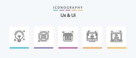 ux och ui linje 5 ikon packa Inklusive te ha sönder. ha sönder tid. volym. webb. hänglås. kreativ ikoner design vektor