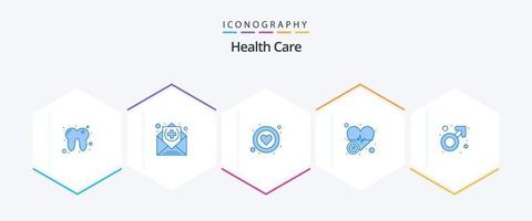 hälsa vård 25 blå ikon packa Inklusive kön. vård. tryck. blod vektor