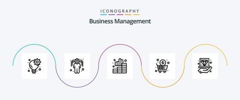 Business Management Line 5 Icon Pack inklusive Hand. Geschäft. Geschäft. Einkaufen. Wagen vektor