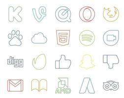 20 Social-Media-Icon-Paket, einschließlich E-Mail-Dislike-HTML-Snapchat-Envato vektor