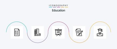 utbildning linje 5 ikon packa Inklusive . utbildning. utbildning. keps. penna vektor