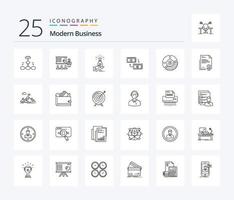 Modern Business 25-Zeilen-Icon-Pack einschließlich Business. Tasche. Analytik. Dollar. Menschen vektor