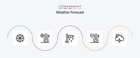 väder linje 5 ikon packa Inklusive . vind. Sol. storm vektor