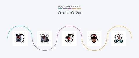 Valentinstag Linie gefüllt Flat 5 Icon Pack inklusive Liebe. Paar. Hand. Vögel. Anlage vektor