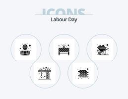 Labor Day Glyph Icon Pack 5 Icon Design. . Gartenarbeit. Arbeiter. Konstruktion. stoppen vektor