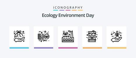 Ecology Line 5 Icon Pack inklusive Bio. Welt. Landwirtschaft. Grün. global. kreatives Symboldesign vektor