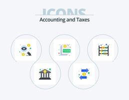Steuern flach Icon Pack 5 Icon Design. Buchseite. dokumentieren. Austausch. Aktion. Geld vektor
