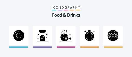 Essen und Getränke Glyphe 5 Icon Pack inklusive Essen. Kochen. Küche. Mahlzeit. Getränke. kreatives Symboldesign vektor