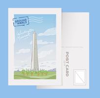 Washington Monument Landmark Vykort Vector Illustration