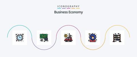 ekonomi linje fylld platt 5 ikon packa Inklusive Beräkna. lösning. bankverksamhet. alternativ. ekonomi vektor